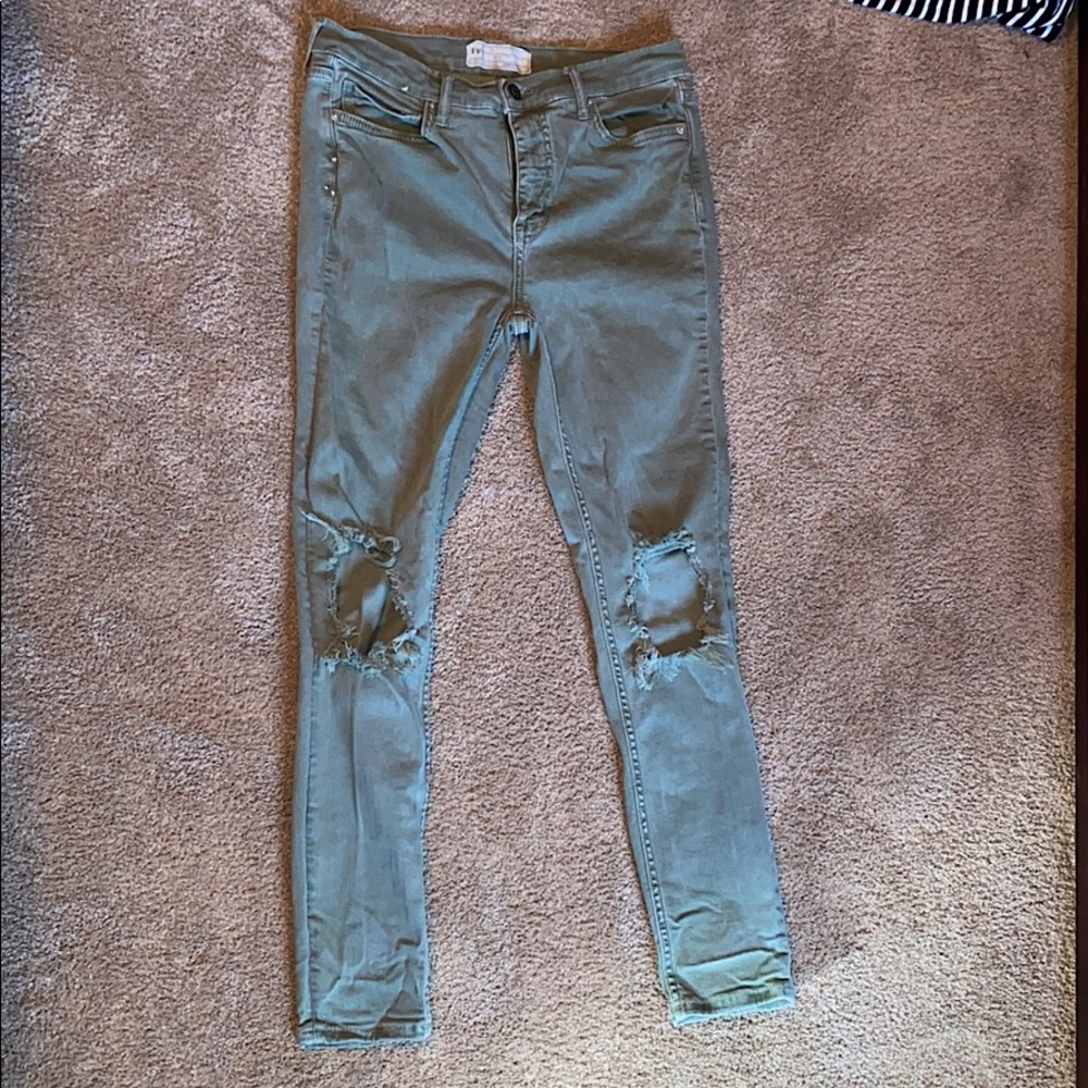 Free People Green Jeans SIZE 27